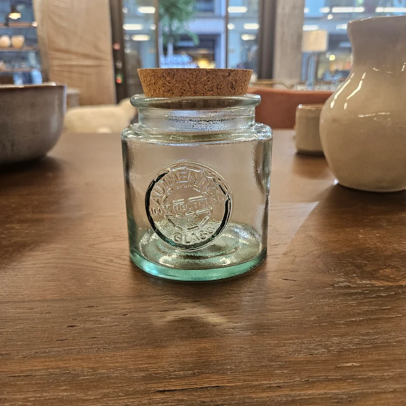 Glasvase mit Korkdeckel (M)